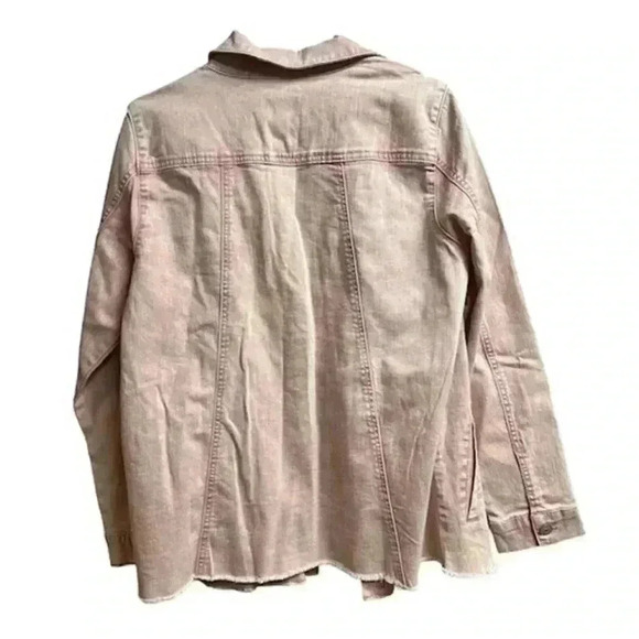 LOGO by Lori Goldstein Denim Jacket Washed Out Light Pink Size 12 - Picture 7 of 12